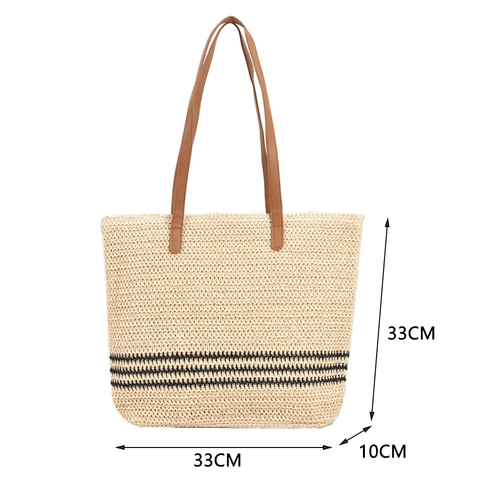 Borse a tracolla tessute di paglia donna Summer Beach Vacation Ladies Travel Totes Handbag borsa per lo Shopping portatile Streetwear