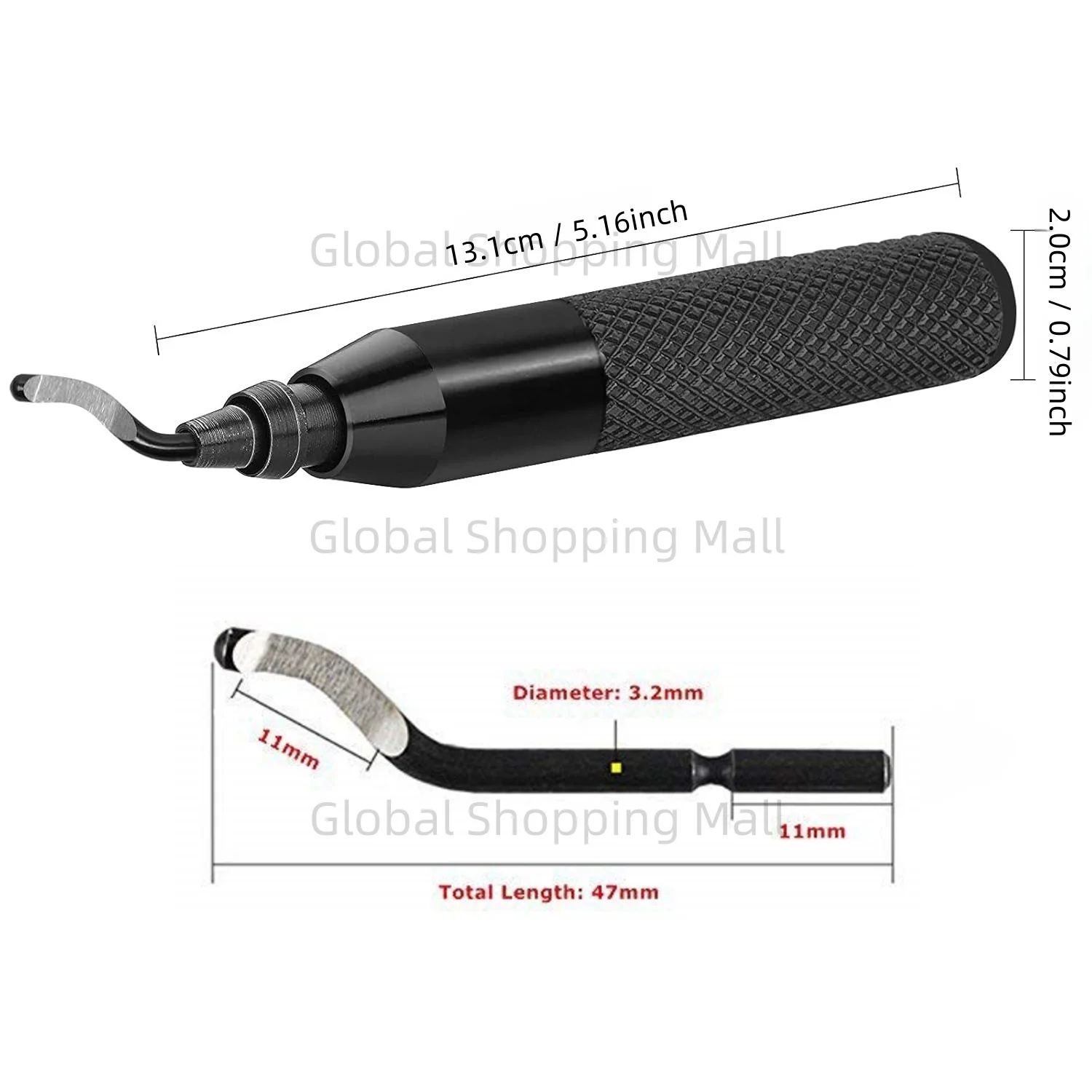 RB3000 Maniglia Bava Strumento per sbavatura in metallo con 10 pezzi BS1010 Lame per rifilatura Sbavatura Raschietto per sbavatura per legno Strumento per alesatore in plastica