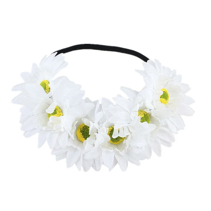 

10pcs Elastic Hair Wreath Daisy Flower Headbands Sunflower Crown Hairbands Floral Bridal for Party s Wedding Festival