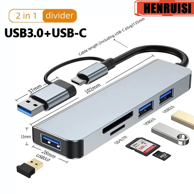 USB-концентратор с 4/5/7 портами, расширитель, расширенная док-станция, USB C разветвитель, адаптер для смартфонов, компьютеров, планшетов, Macbook, IPad