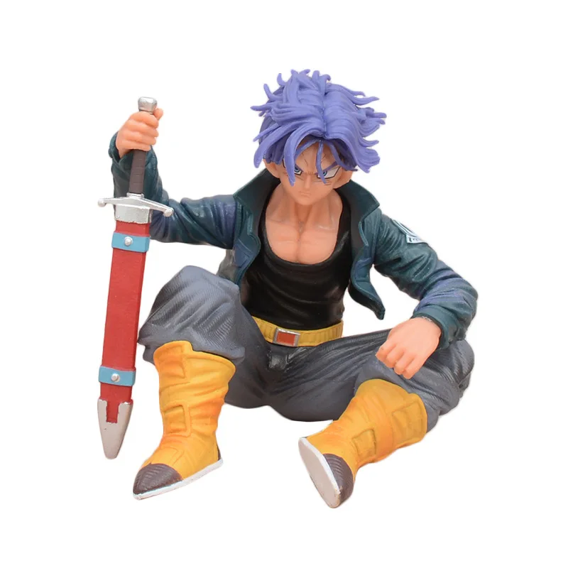 Super Saiyan Figura GK Future Warrior Trunks Sitting Pose Model Figurine Desktop Decoration Toy