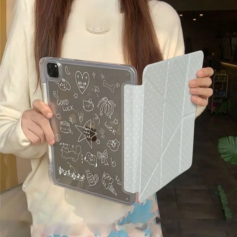 Ins Summer Beach  Wave Point iPad Case For iPad Pro 11 13in 2025 iPad Pro 12.9in Air7 10th 11th M4 M5 3+Y Fold Protective Cover