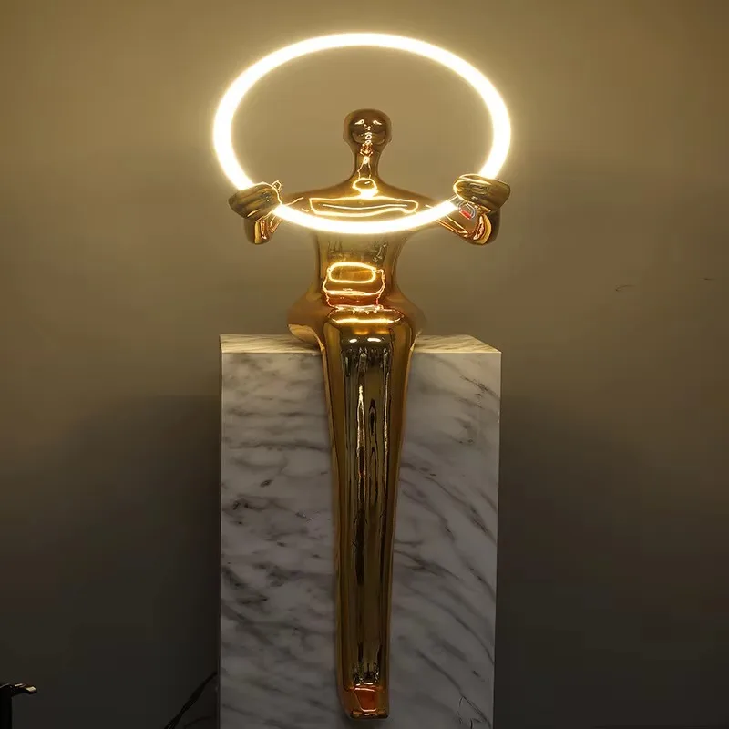 Creative Designer Large Folk Art Figure Floor Lamp Human Sculpture LED Ornament for Home Club Hall-Wholesale
