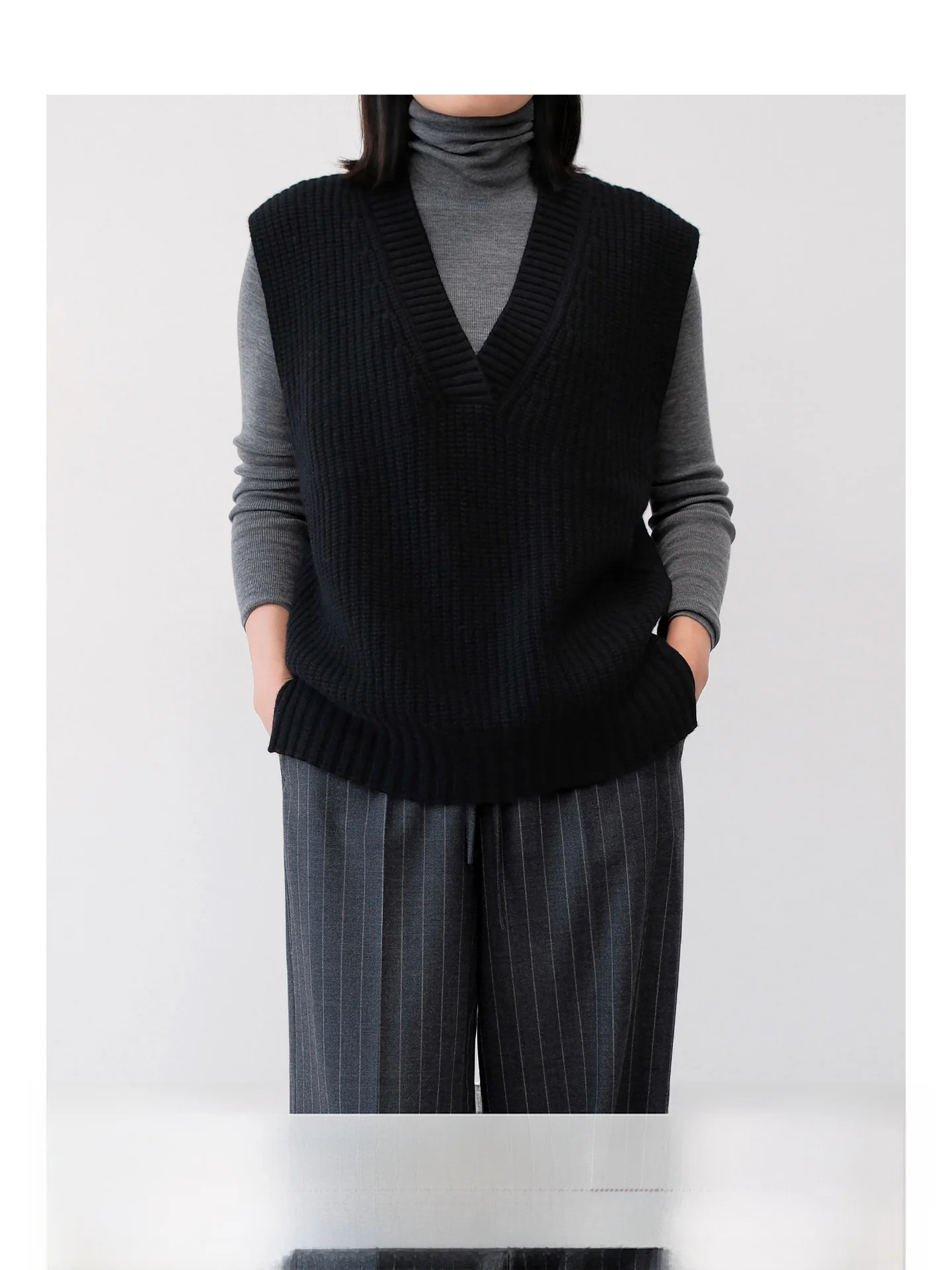 

Autumn Winter Camere Wool Knitted Vest Women Loose Outerwear Artistic Sle V-ne Top Commute Faion Ladieswear