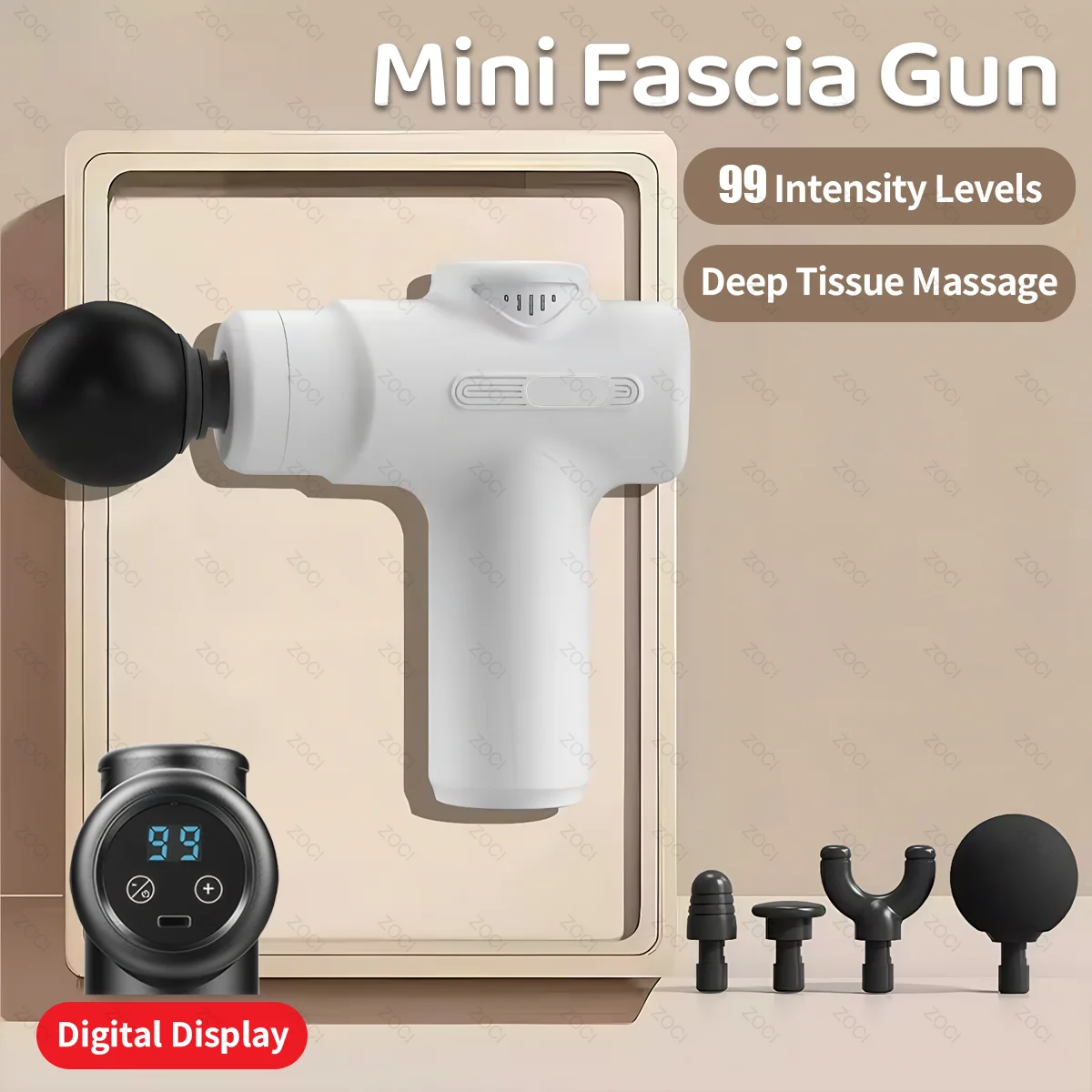 

Легкий массажер для расслабления мышц, электрический вибрационный фасционный пистолет, электрический 99-уровневый массажер с 8 массажными головками для тела