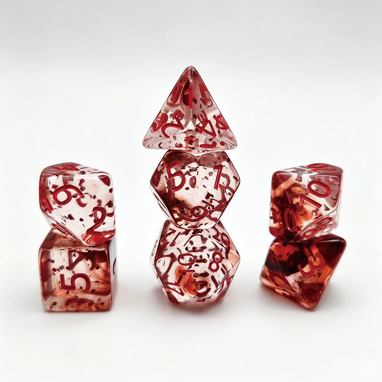 7pcs Board Game Accessories High Quality Acrylic Dice Unique Blood Effect For Entertainment Table Gaming