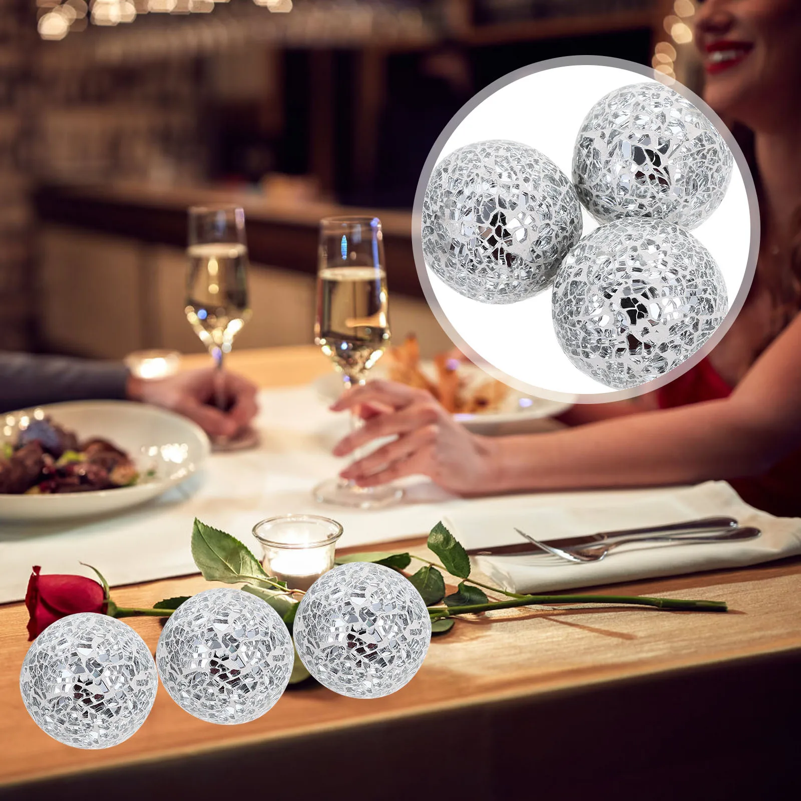 

3Pcs Mosaic Christmas Balls Xmas Decorations Blue Ornaments for Tree Party Supplies Blue Ornaments for Christmas Tree