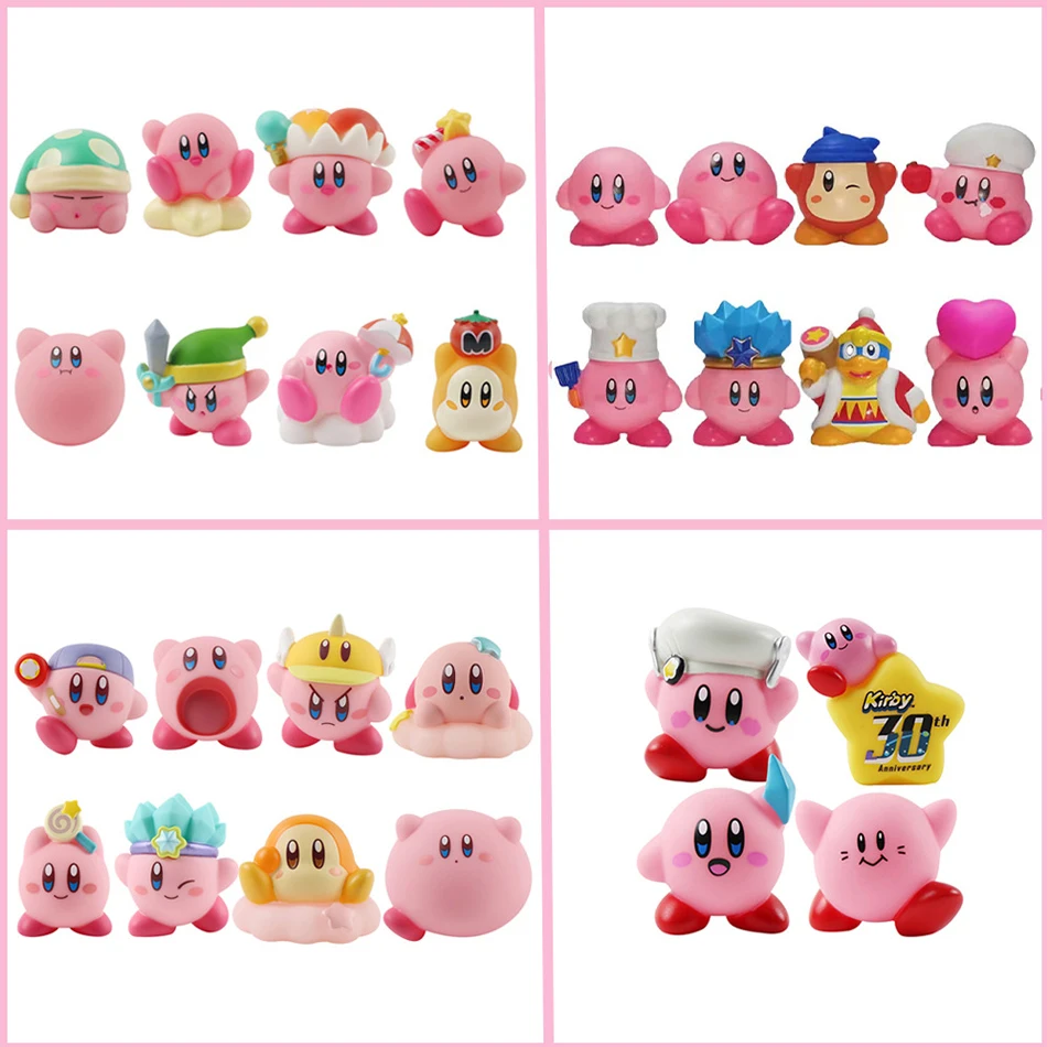 8pcs Anime Games Kirby Action Figures Toys Pink Cartoon Kawaii Kirby PVC Cute Figure Action Toy Christmas Gift for Children image 5