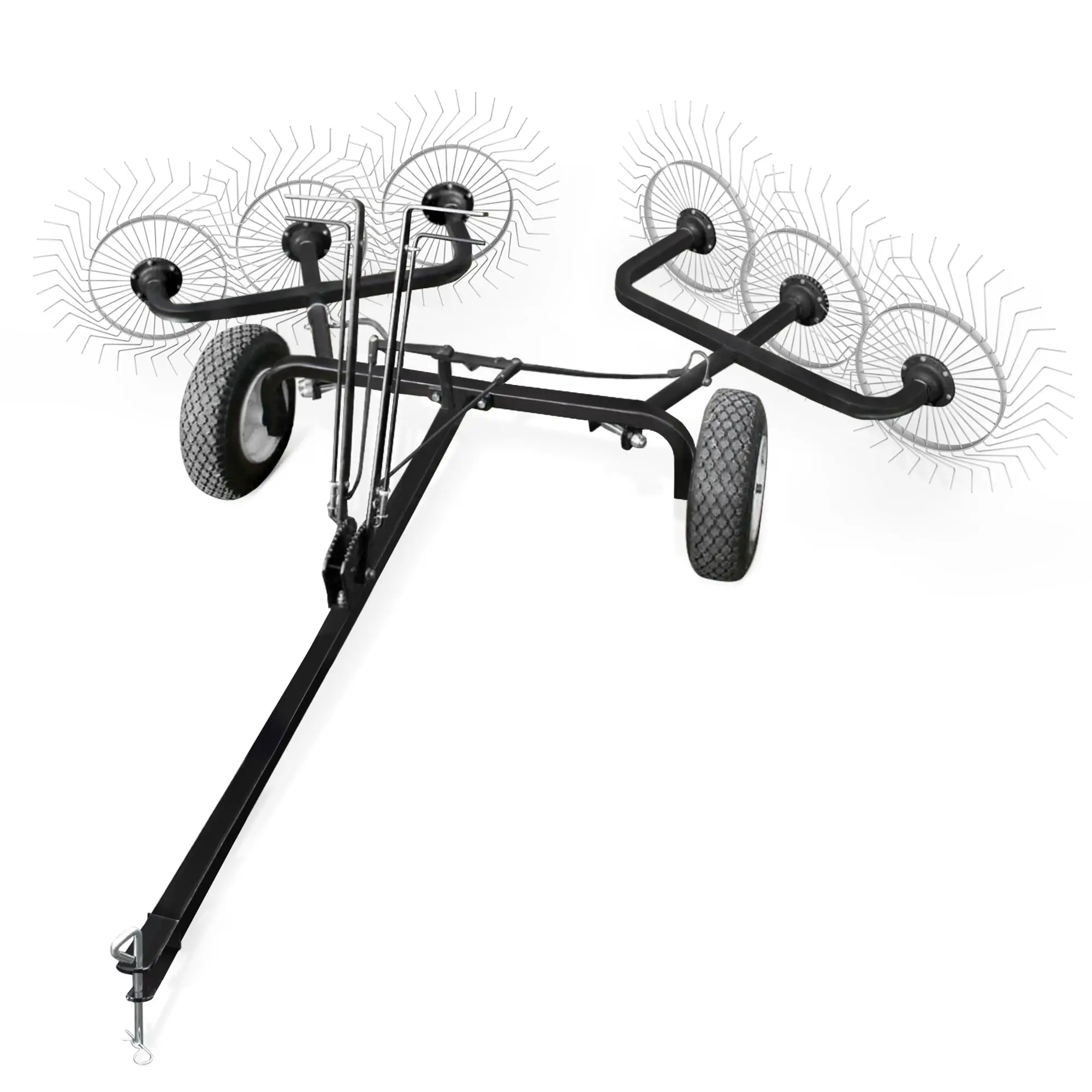 60 Inch Acreage Rake, Steel Tow Behind Dethatcher Attachment for Lawn & Garden Heavy-Duty Dethatching Accessories for ATV