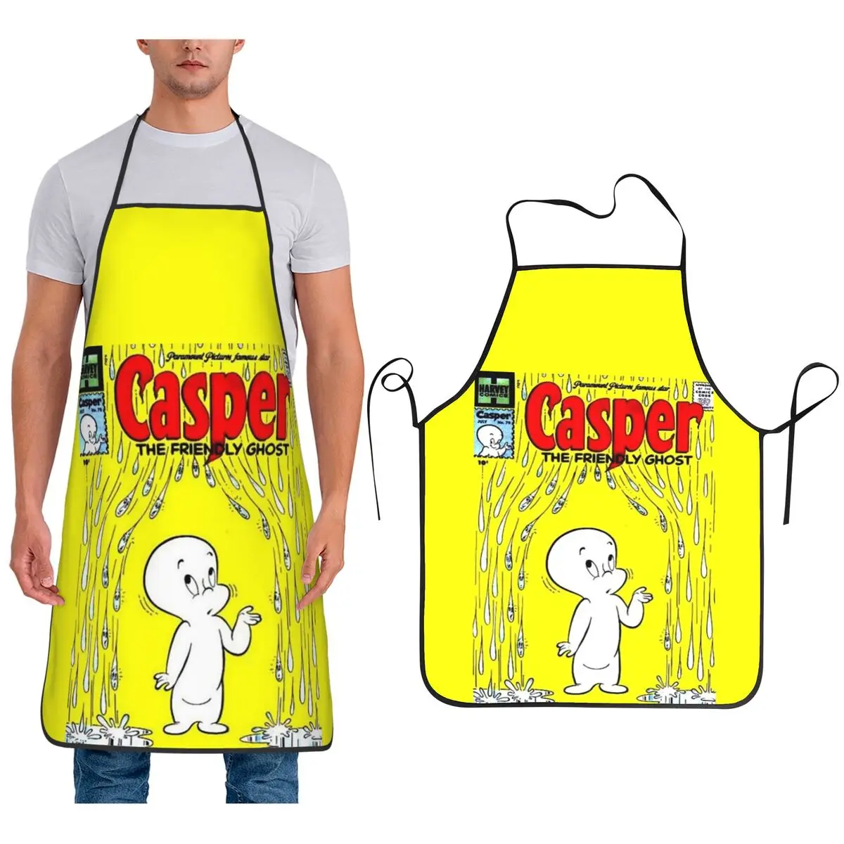 

Фартуки The Friendly Ghost Casper для шеф-повара, приготовления пищи, выпечки, нагрудник без рукавов, кухонный сарафан для уборки
