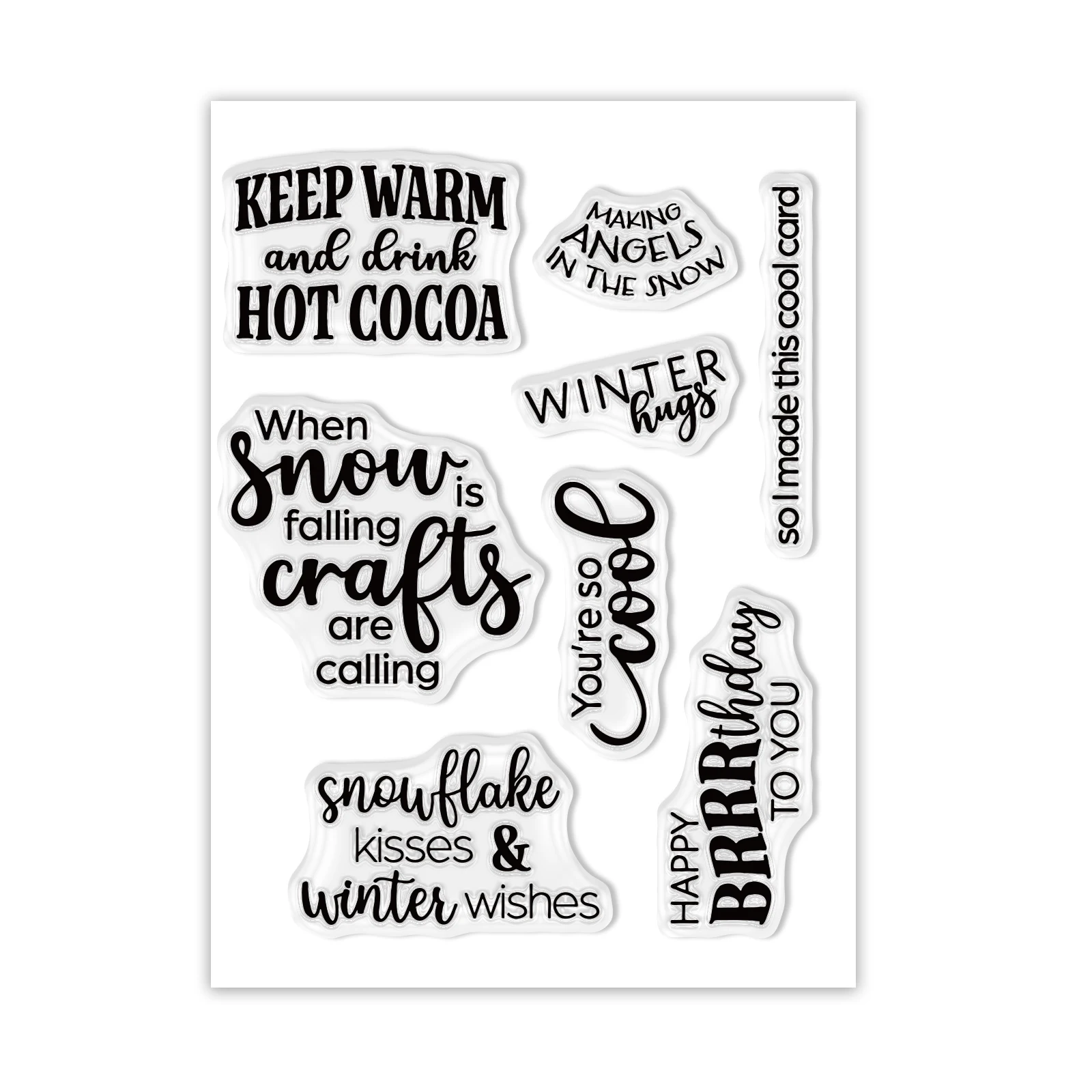 New 2024 Winter Hug Sentiment Clear Stamp, Including Snowflake Kisses And Winter Wishes For DIY Handmade Holiday Greeting Cards