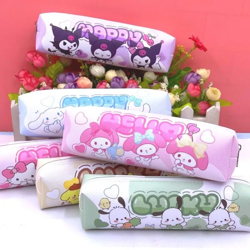 

Cartoon Pencil Bag Cinnamoroll Hello Kitty Kuromi Melody Stationery Bag PU Waterproof Pencil Bag Student Pencil Stationery Gift