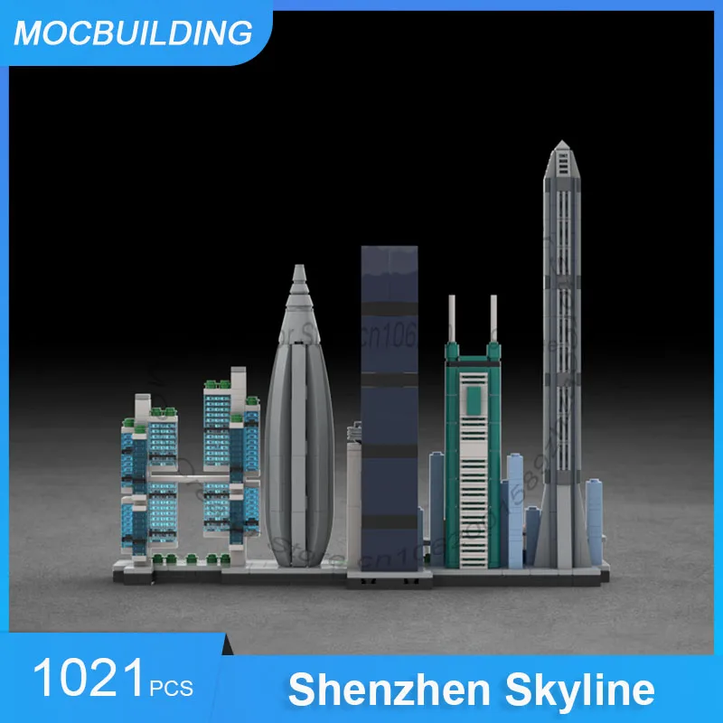 MOC اللبنات شنتشن أفق العمارة عرض نموذج لتقوم بها بنفسك تجميع الطوب مدينة جمع ألعاب إبداعية الهدايا 1021 قطعة