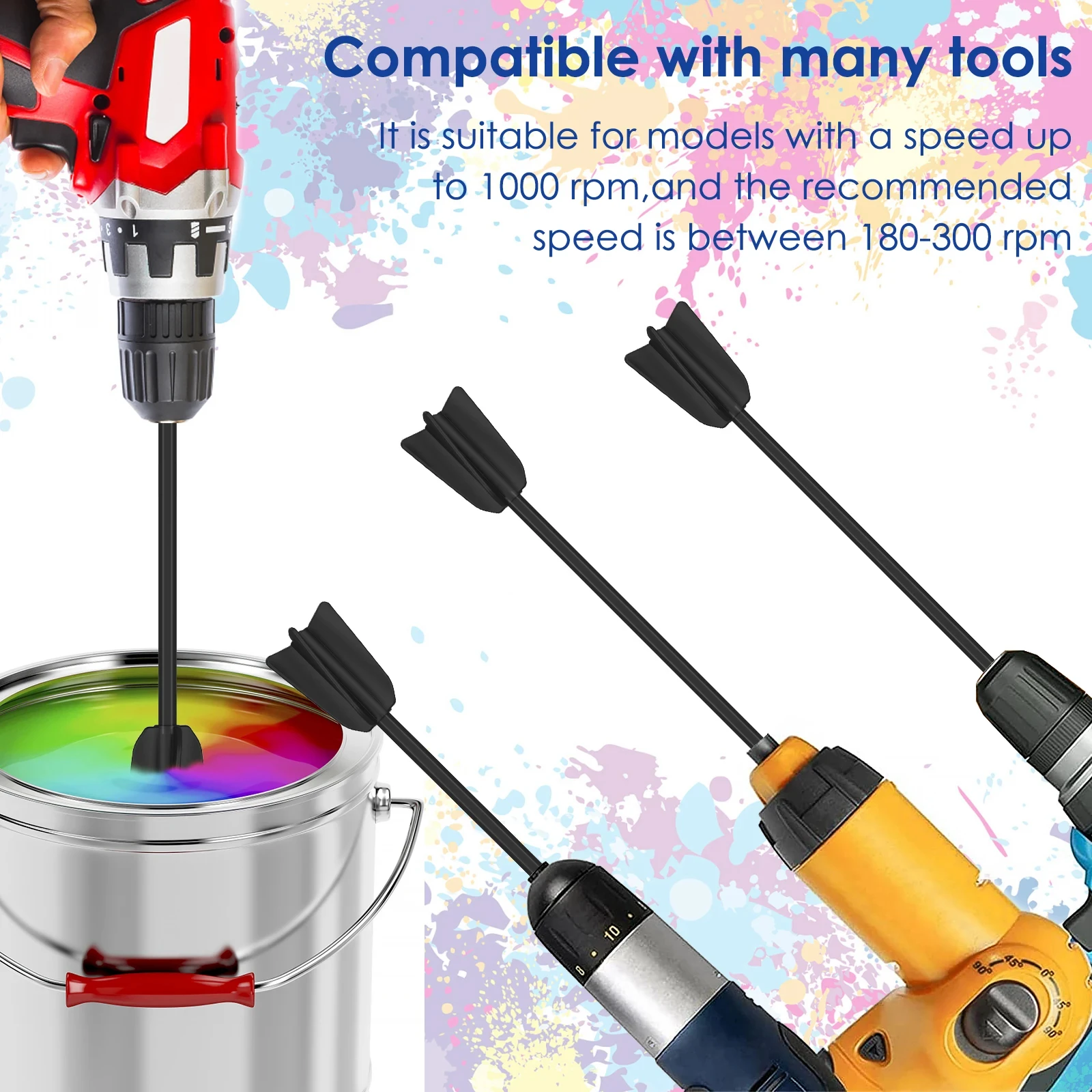 ​​6PCS Epoxy Mixing Sticks Drill Paint Stirring Rod for Cement Resin Latex Oil Paint Multifunction Putty Mixer Attachment