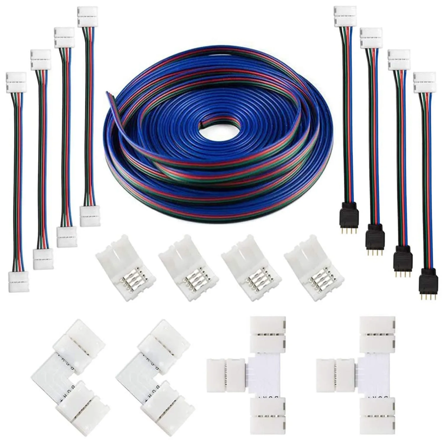 

16.4FT(5M) 4-Pin RGB LED Strip Extension Cable LED Strips Connectors Kits for 5050 Flexible RGB LED Strip Light