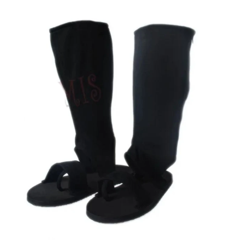 MMGG – accessoires de Costume de Cosplay Ninja, bottes noires avec fermeture éclair pour fête de jeu Halloween