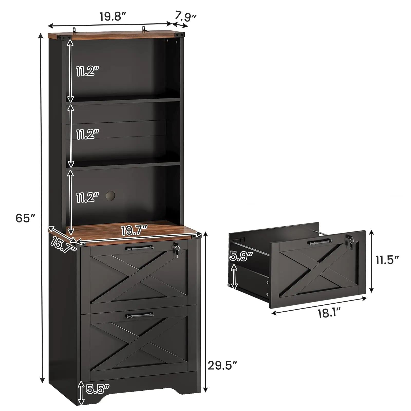 2 Drawer File Cabinet with Lock fits Legal/Letter/A4 Size