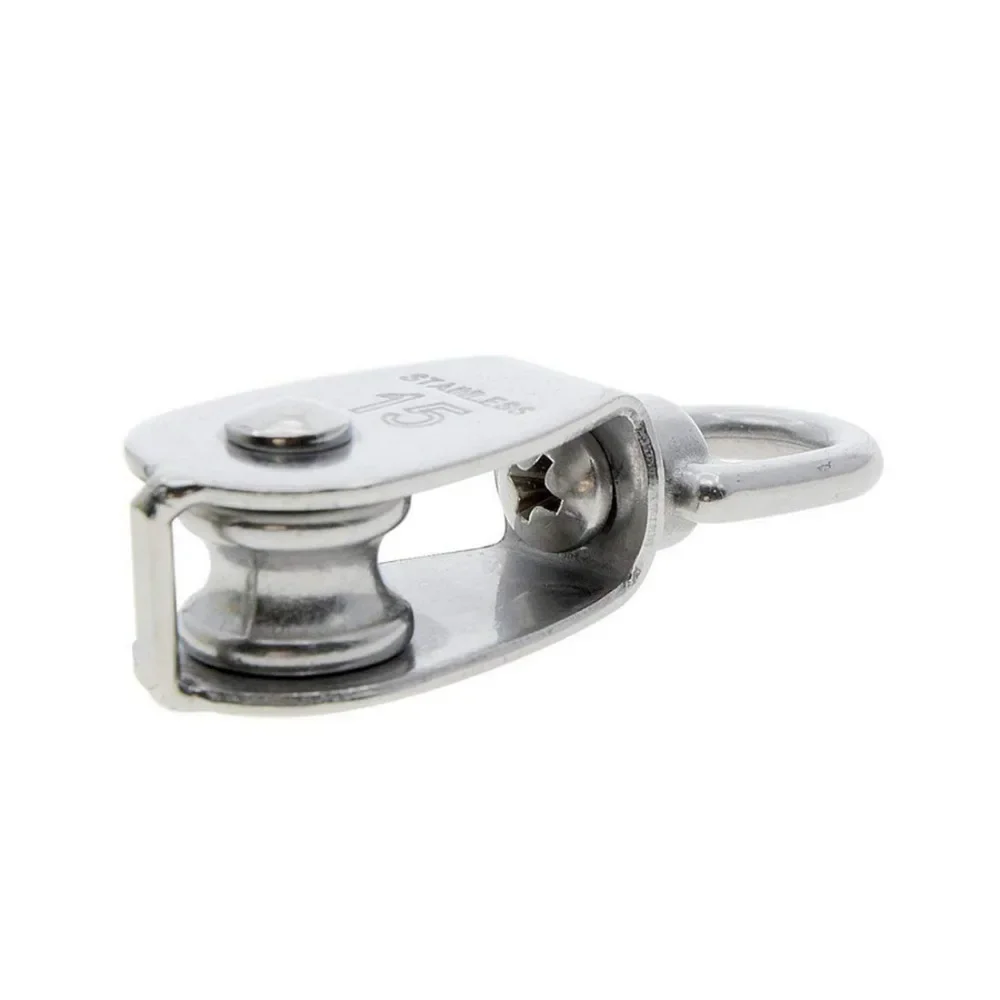 2/4 piezas de rodillo de polea única de elevación M15, juego de polea de cuerda de elevación giratoria de polea única de alta resistencia de acero inoxidable 304