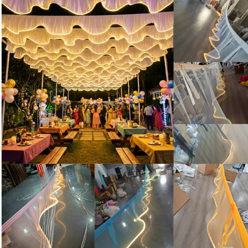 

40-метровые светящиеся полупрозрачные гирлянды-шторы для свадеб, сценических декораций, вечеринок, кемпинга, ресторанов, пляжных украшений
