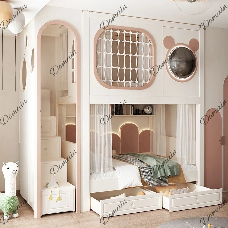 XY Modern Style Children Furniture Home Luxuce Nordic Loft Kids Beds Decker Guard Rails Custom Single Girls Children Bed Save Sp