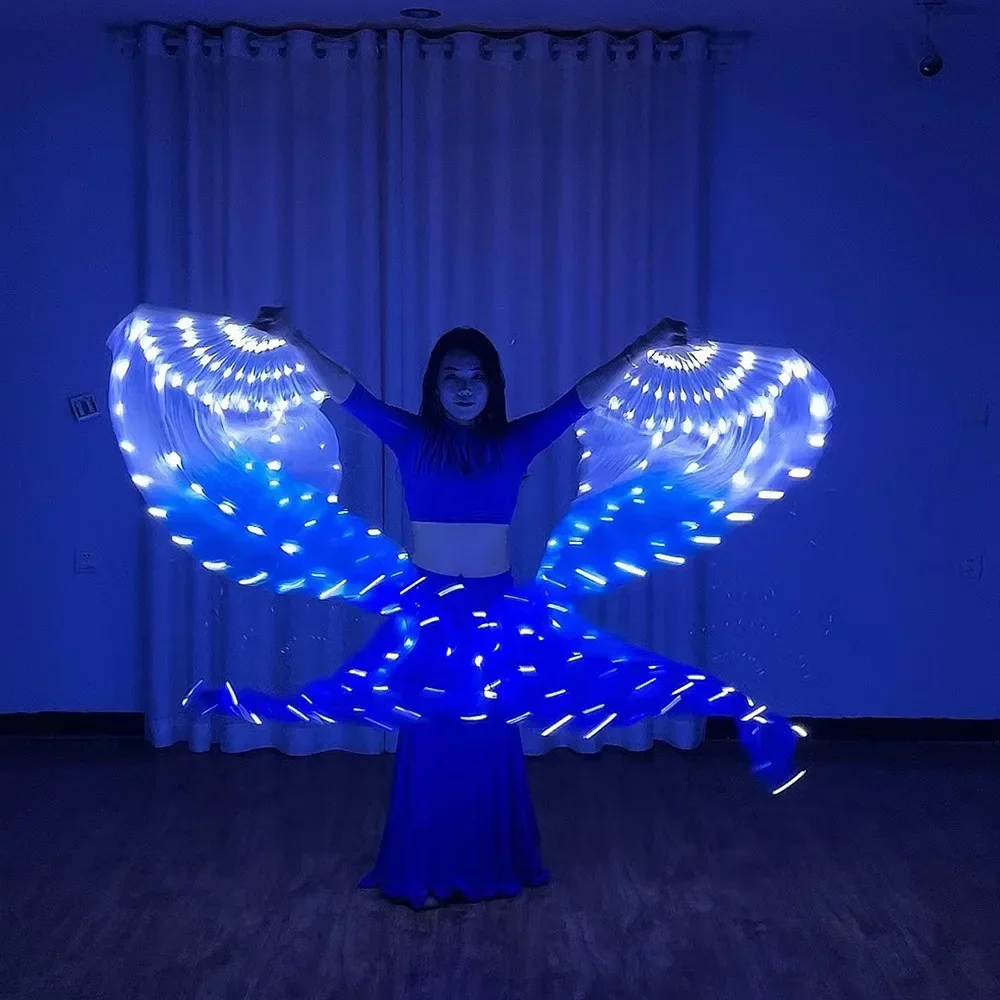 Il costume cosplay della festa di Halloween di Natale di danza del ventre con ventaglio pieghevole in seta a led mostra accessori per spettacoli di velo da palcoscenico di danza del ventre