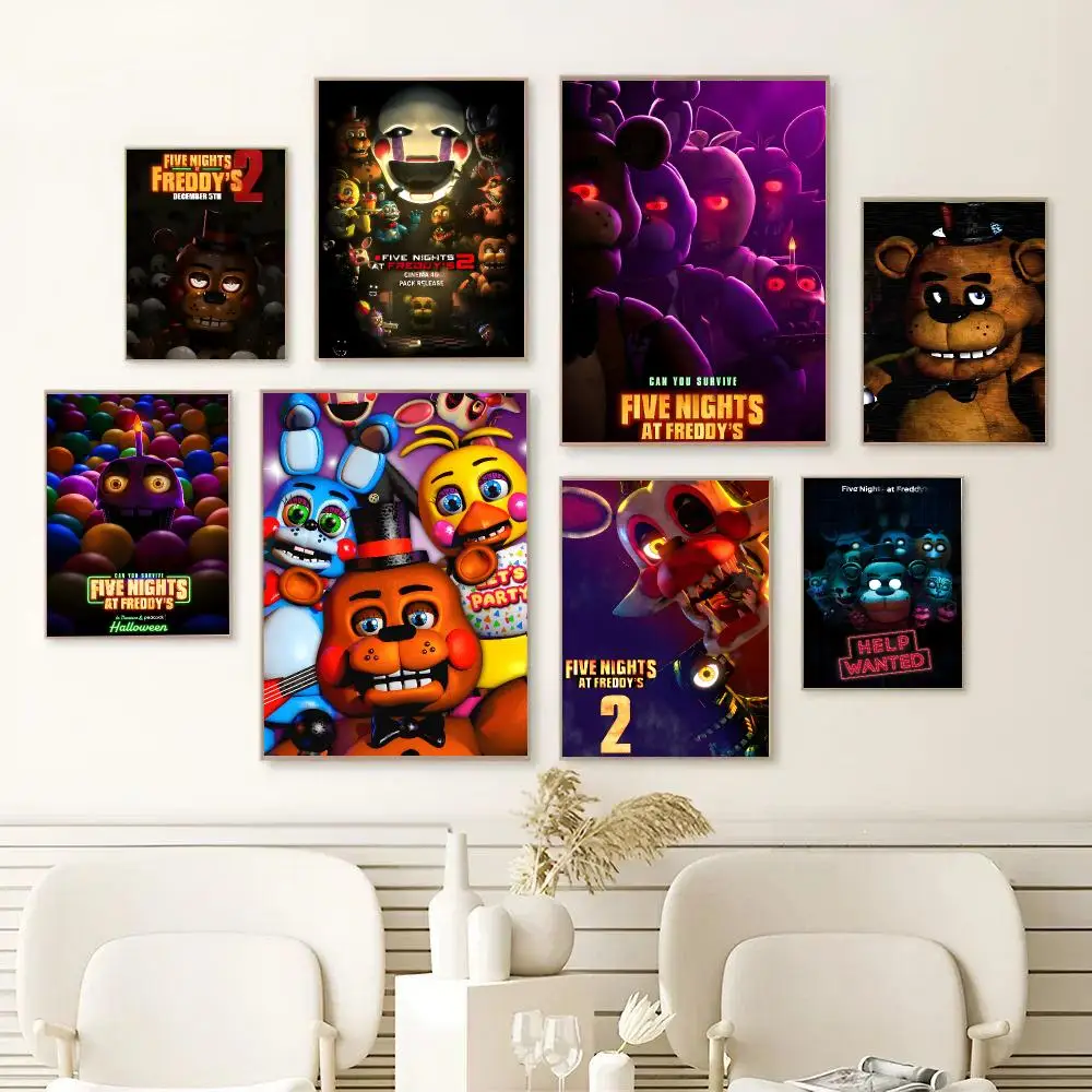Game F-Five Nights At Freddy's Poster Self-adhesive Art Waterproof Paper Sticker Coffee House Bar Dorm Room Wall Decor