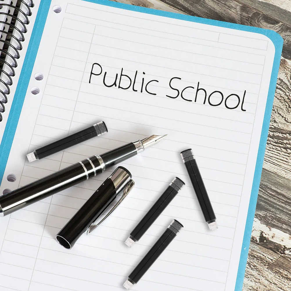 

200 шт., картриджи со стальным наконечником, плавное письмо, простая установка для перьевых ручек, универсальные стержни, офисные принадлежности