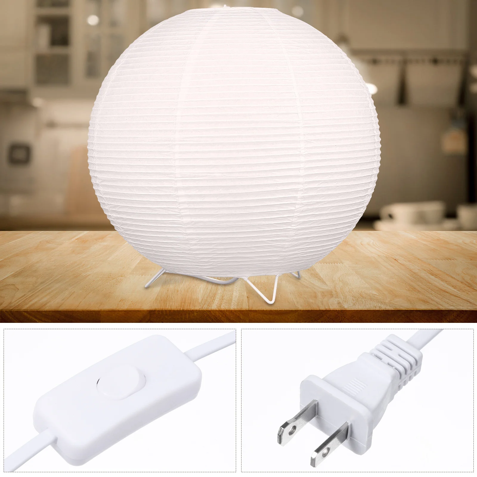 

Paper Lamp Lantern Nightlight Bedside Table Lamp Rice Paper Shade Desk Light E14 Bulb Included Bedroom Dorm Night Light