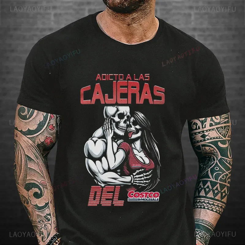Playera Calacas Chidas OXXO تي شيرت Adictos A Las Cajeras Del Oxxo تيز مضحك الجمجمة OXXO شعار تي شيرت رجالي مطبوعة بلايز #5