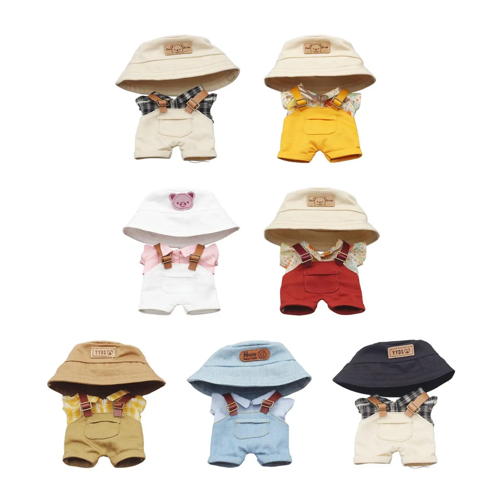 Stuffed Doll Shirt and Pants Educational for Little Girls Clothing Photo Props with Hat Make Your Own Dolls for 5.91'' 6.69''