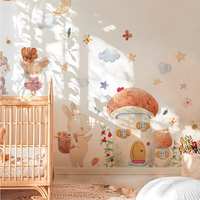 Cartoon Cute Bunny Mushrooms Wall Sticker Kids Room Wall Art Decoration for Bedroom Wall Decals Living Room DIY