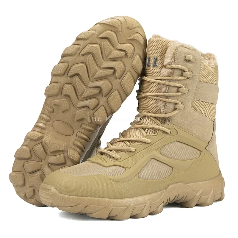 

Men Military Leather Boots High-Ankle Desert Combat Boots Lace Up Side Zipper Climbing Boots High Top for Army Combat Action