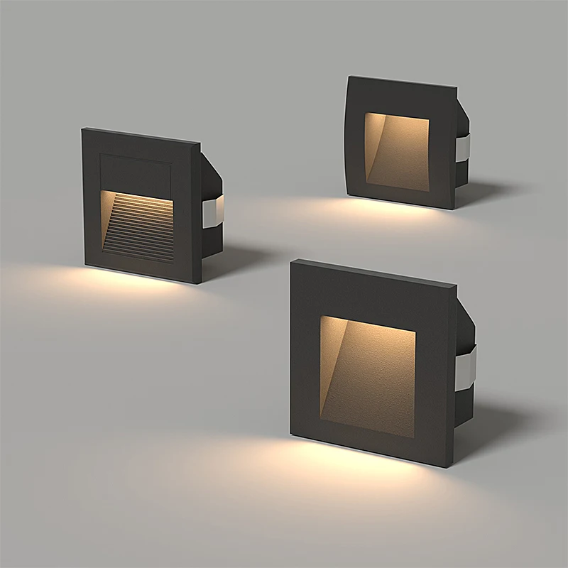 

3W Waterproof Embedded Light Emitting Diode Step Light Outdoor Square Aluminum Foot Wall Step Light