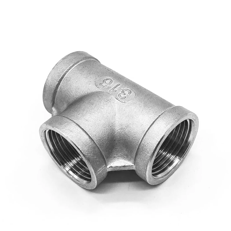 

1/4" 3/8" 1/2" 3/4" 1" 1-1/4" 1-1/2" Equal BSP Female Thread 316 Stainless Steel Tee Type Three Way Pipe Fitting Connector