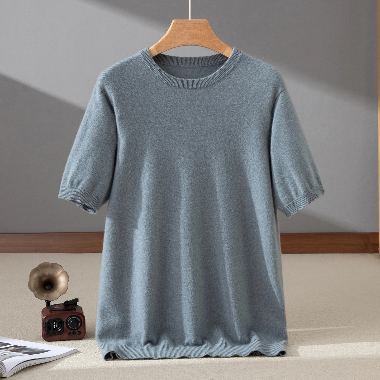 

100% cashmere men's pullover short sleeved knitted sweater high-quality luxury Tops men's streetwear round neck Pull Jumper Base