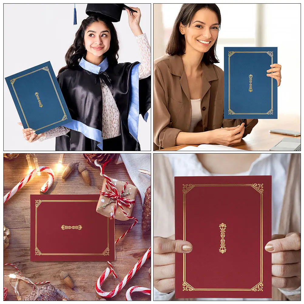 

2Pcs High School Diploma Folder A4 Certificate Protector for Award Certificates Graduation Document Envelope Diploma Folder