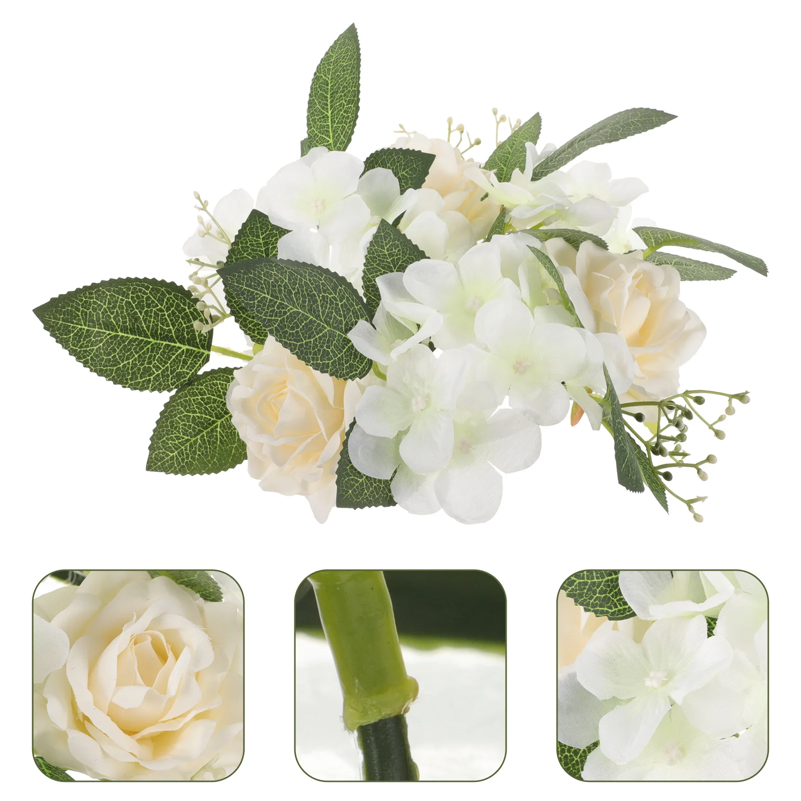 

Artificial Wreath Rings Home Decor Party Table Realistic Design Safe Flower Ring Wax Simulated Spring