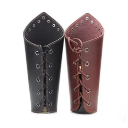 1Pc Cosplay Props Faux Leather Wide Bracer Lace Up Arm Armor Cuff String Steampunk Vintage Medieval Gauntlet Wristband Bracelet