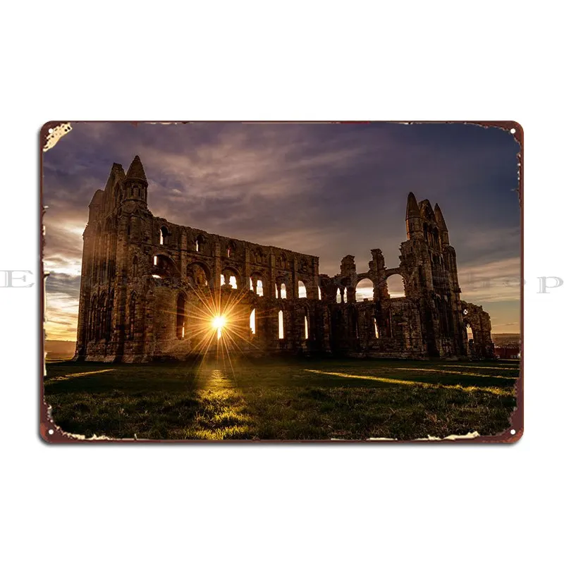 Whitby Abbey At Sunset Metal Plaque Poster Wall Decor Club Pub Plates Customize Cinema Tin Sign Poster