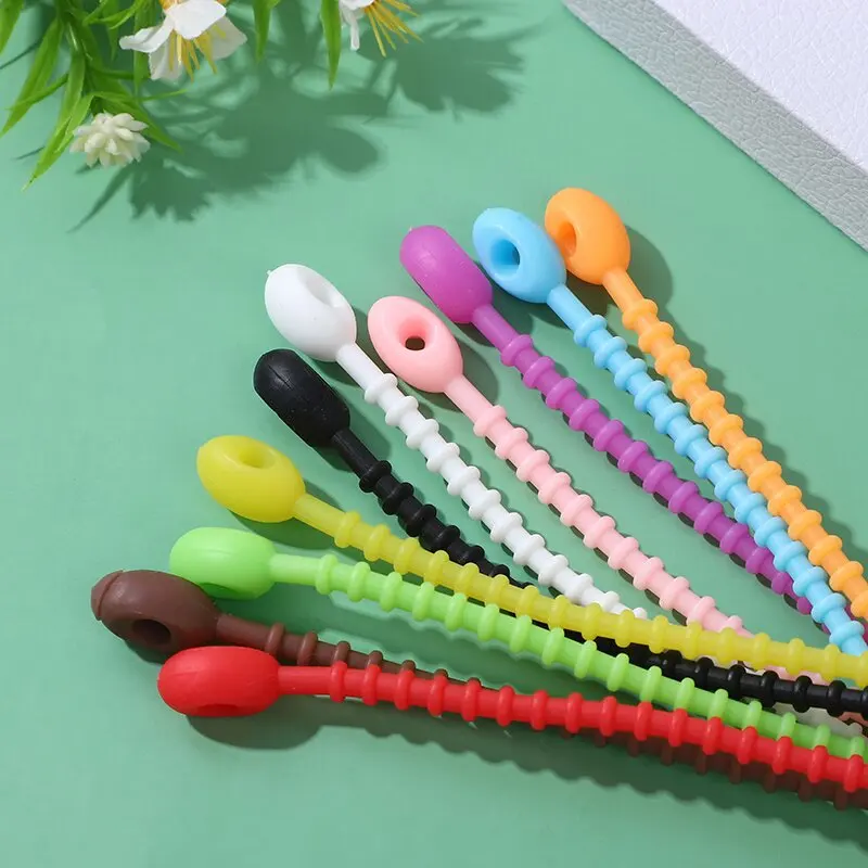 10Pcs Reusable Silicone Tie Wraps - Soft Cable Organizer Binding Straps for Wires/Cables/Hoses/Plants Durable Fastening Solution