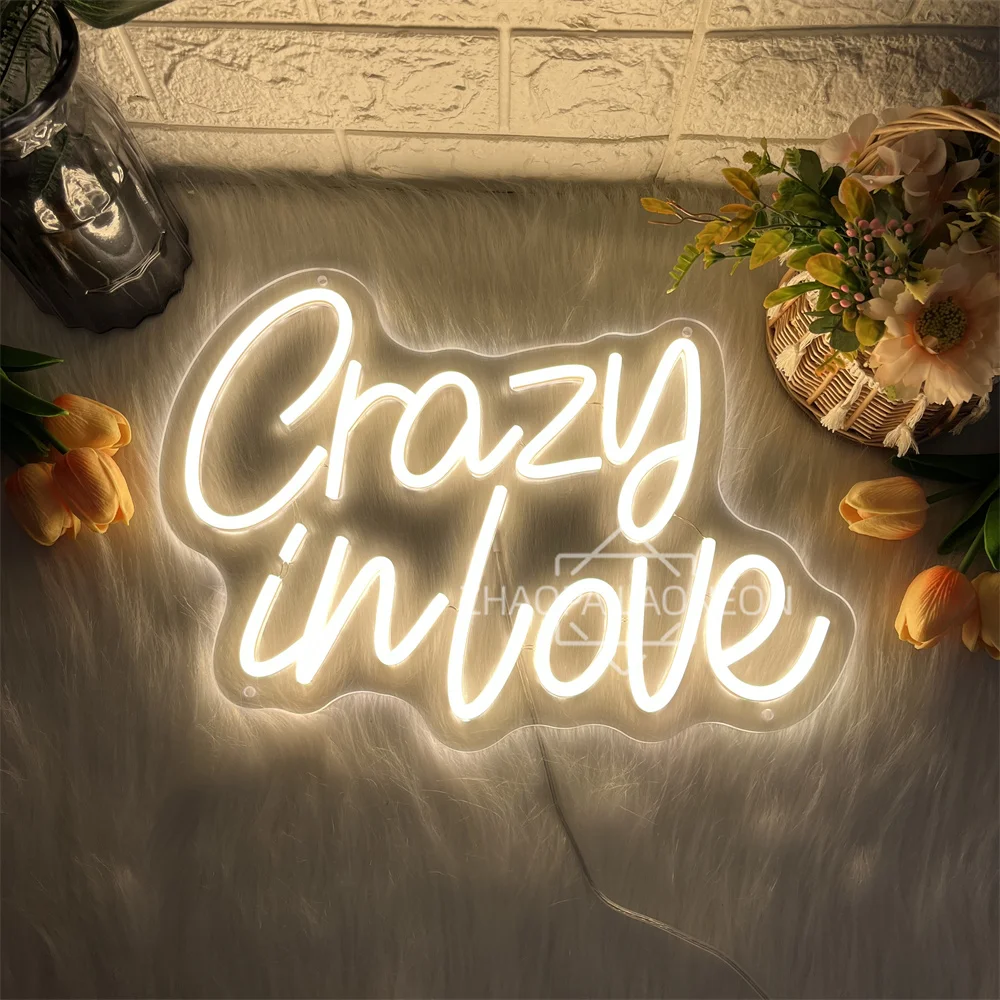 Crazy In Love Neon Sign Wedding Bedroom Decoration Led Custom Neon Light Sign Room Wall Party Wedding Decor Neon Lights Gift