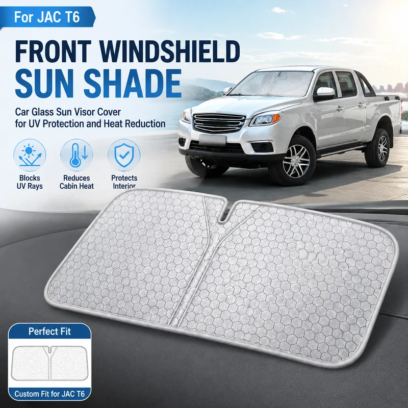 For JAC T6 Front Windshield Sun Shade, Car Glass Sun Visor Cover for UV Protection and Heat Reduction
