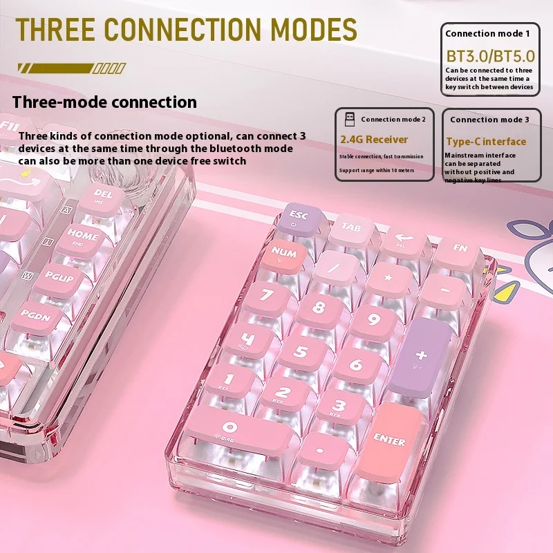 Leobog K21 Wireless Three-Mode 2.4g Transparent Digital Keypad Mechanical Customized Split Keypad Hot Plug Bluetooth Kit Pc