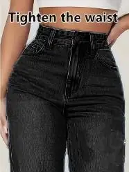 Denim elastis kaki lurus fashion wanita merek CPUY warna murni empat musim tanpa ikat pinggang gaya musim gugur dan musim semi yang populer