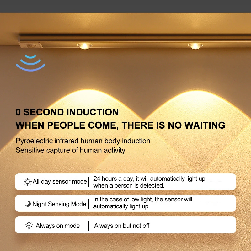 Veilleuse à capteur de mouvement USB sans fil ultra mince, décoration d'intérieur, cave à vin, barre lumineuse, auto-adhésif, escalier, Cisco, allée