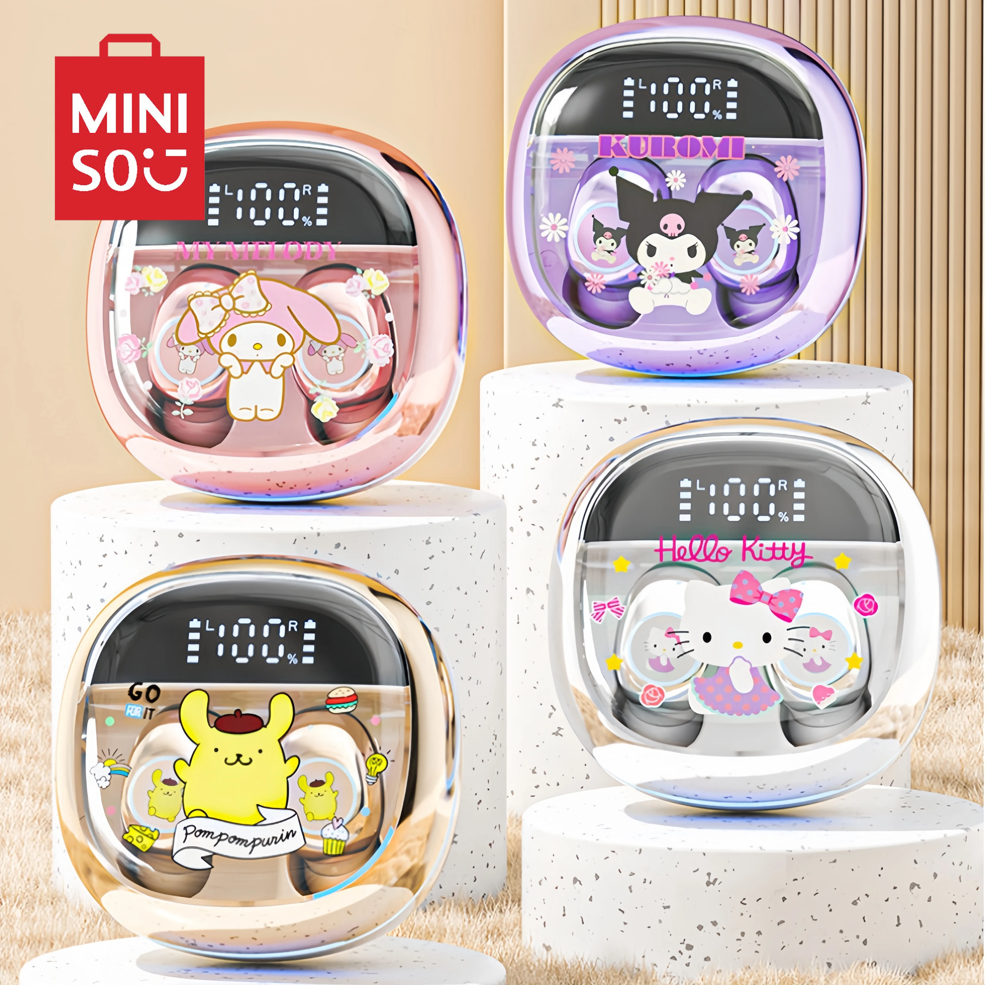 

Беспроводная Bluetooth-гарнитура Sanrios Hellokittys, высокое качество, длительный срок службы батареи, спорт, полузакрытые наушники для мальчиков и девочек, стандарт Apple