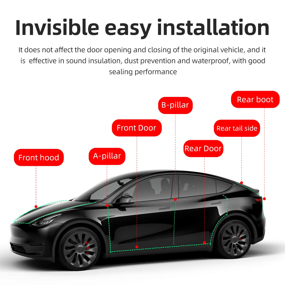 For Tesla Model3 Model Y MODEL X MODEL S Auto Accessories Car Noise Reduction Noise Strip Seal Strip Kit Soundproof Sealing