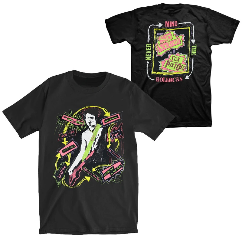 New 1980 Sex Pistols Band Lead Singer and Guitarist Punk Sid Vicious Retro T-shirt