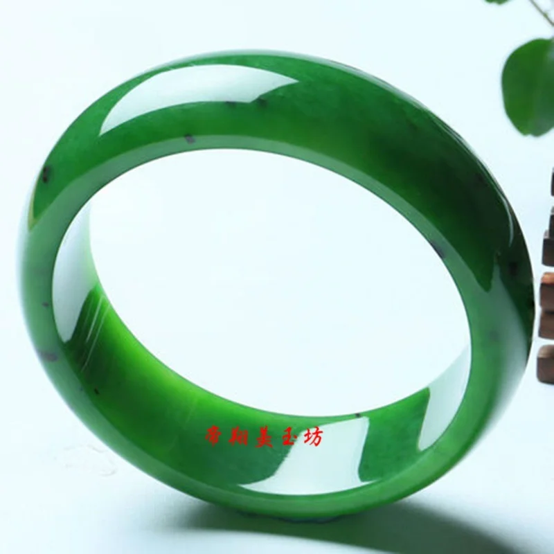 Hetian Oily Spinach Green Women's More than Jade Bracelet Caliber