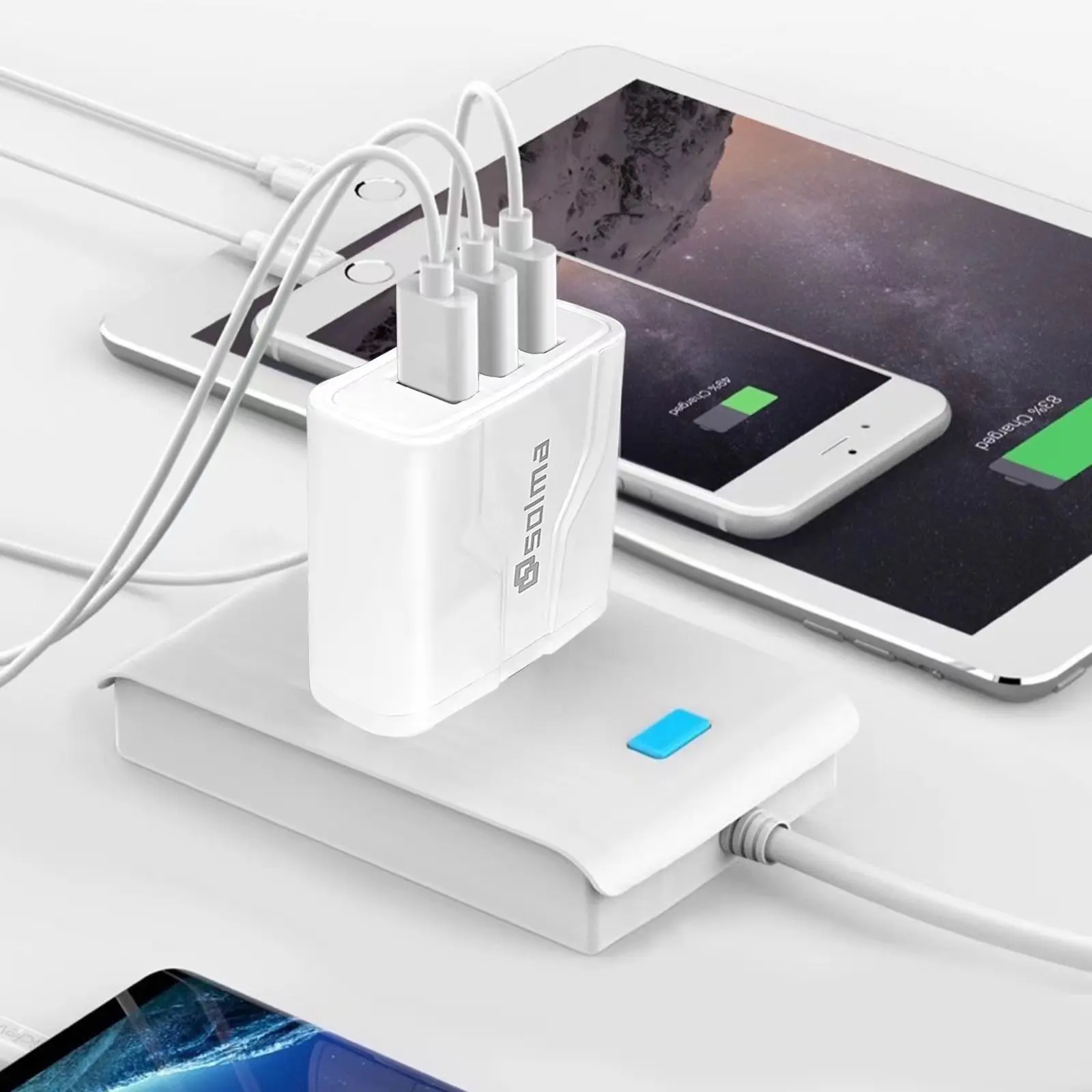 UK Standard 3 Ports USB Travel Charger Charge Wall Charging For iPhone 13 12 Samsung Xiaomi Mobile Plug Charging Adapter